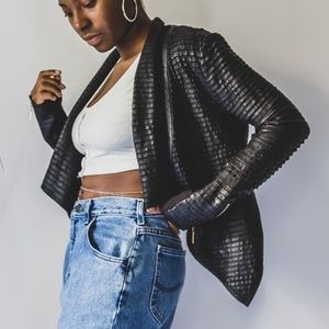 Marciano Black drape leather jacket